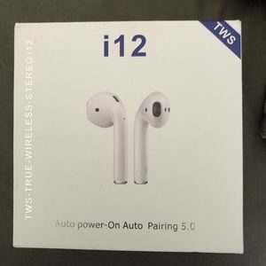 Wireless Airbuds Stereo I12-Matte Black-New in box